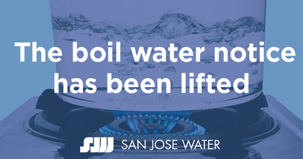 Graphic with text "The boil water notice has been lifted"