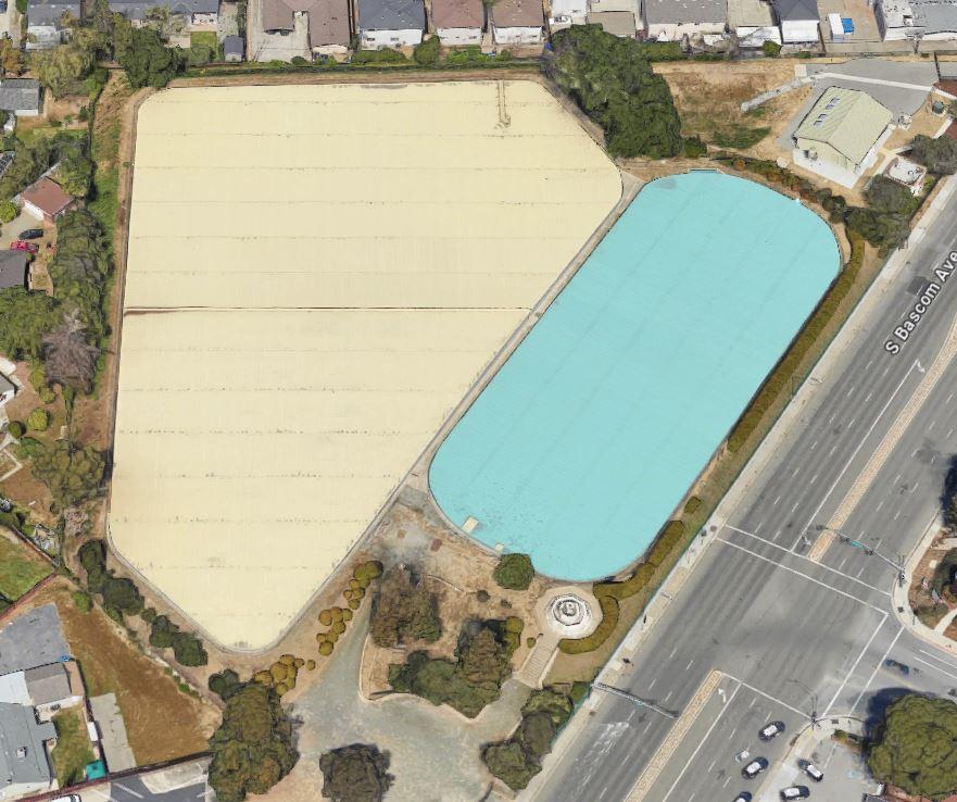 Aerial view of Cambrian embankment reservoirs