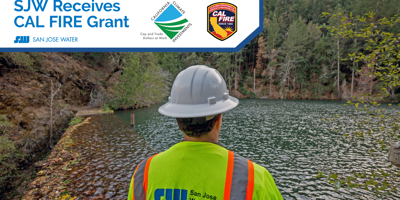 SJW employee looking out over a reservoir 