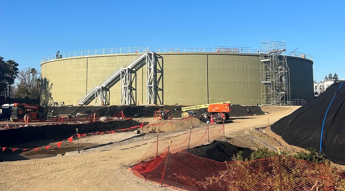 Newly Completed 8 MG Prestressed Concrete Tank at Cambrian Station