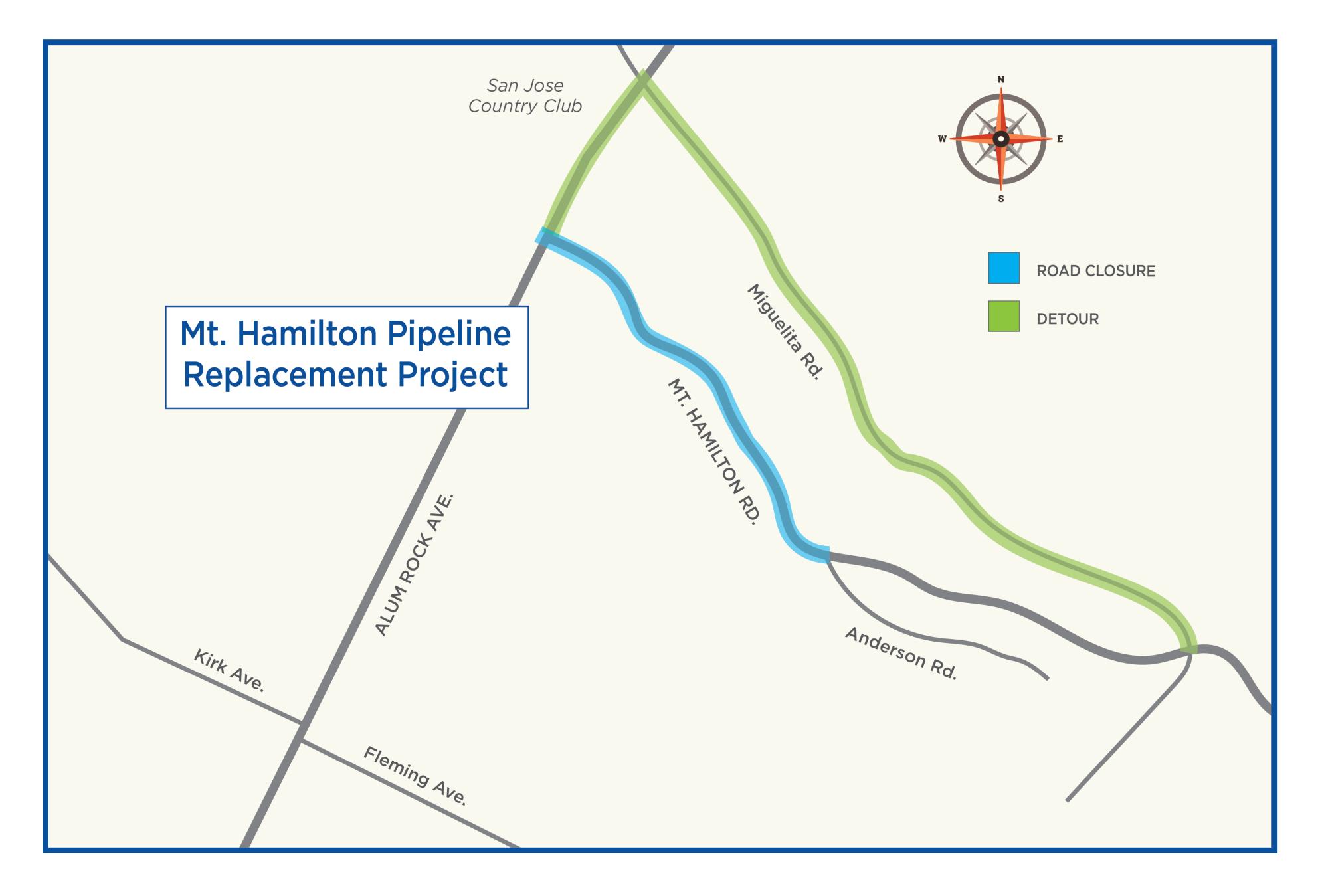 Mt. Hamilton pipeline replacement project map