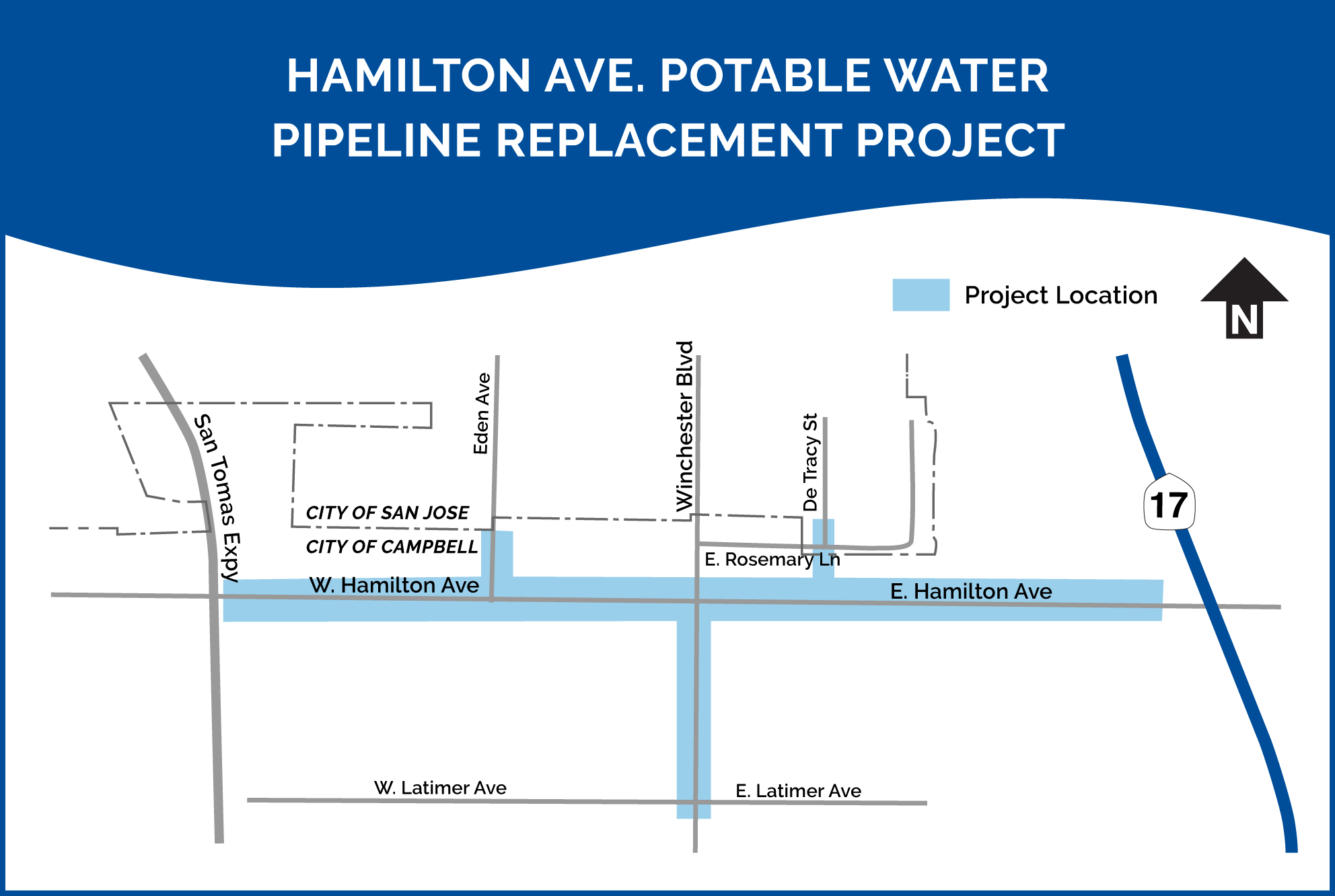 Hamilton Avenue Potable Water Pipeline Replacement Project map Hamilton Avenue Potable Water Pipeline Replacement Project map