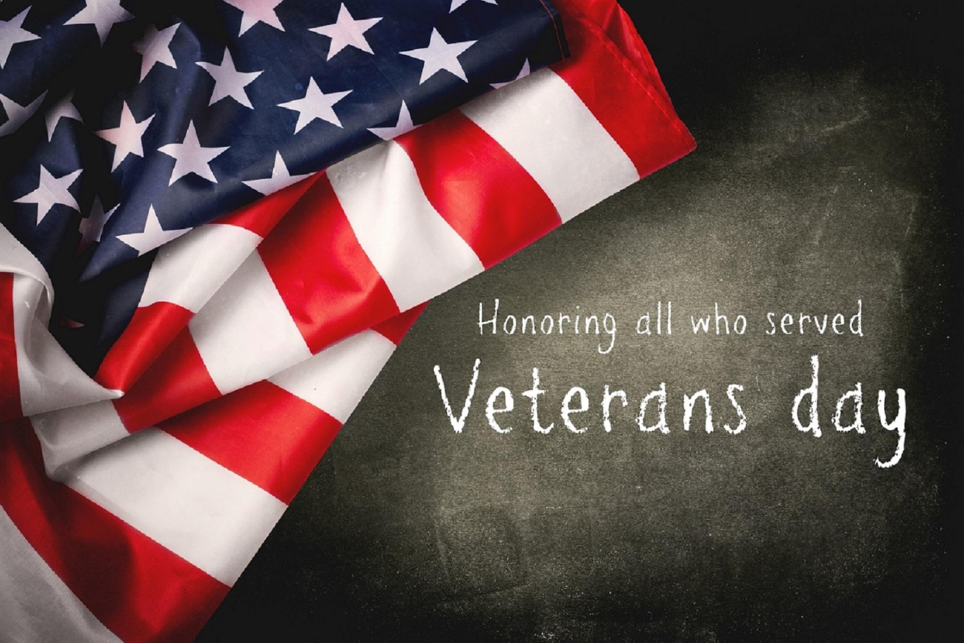 Honoring Veteran's Day Image with American Flag
