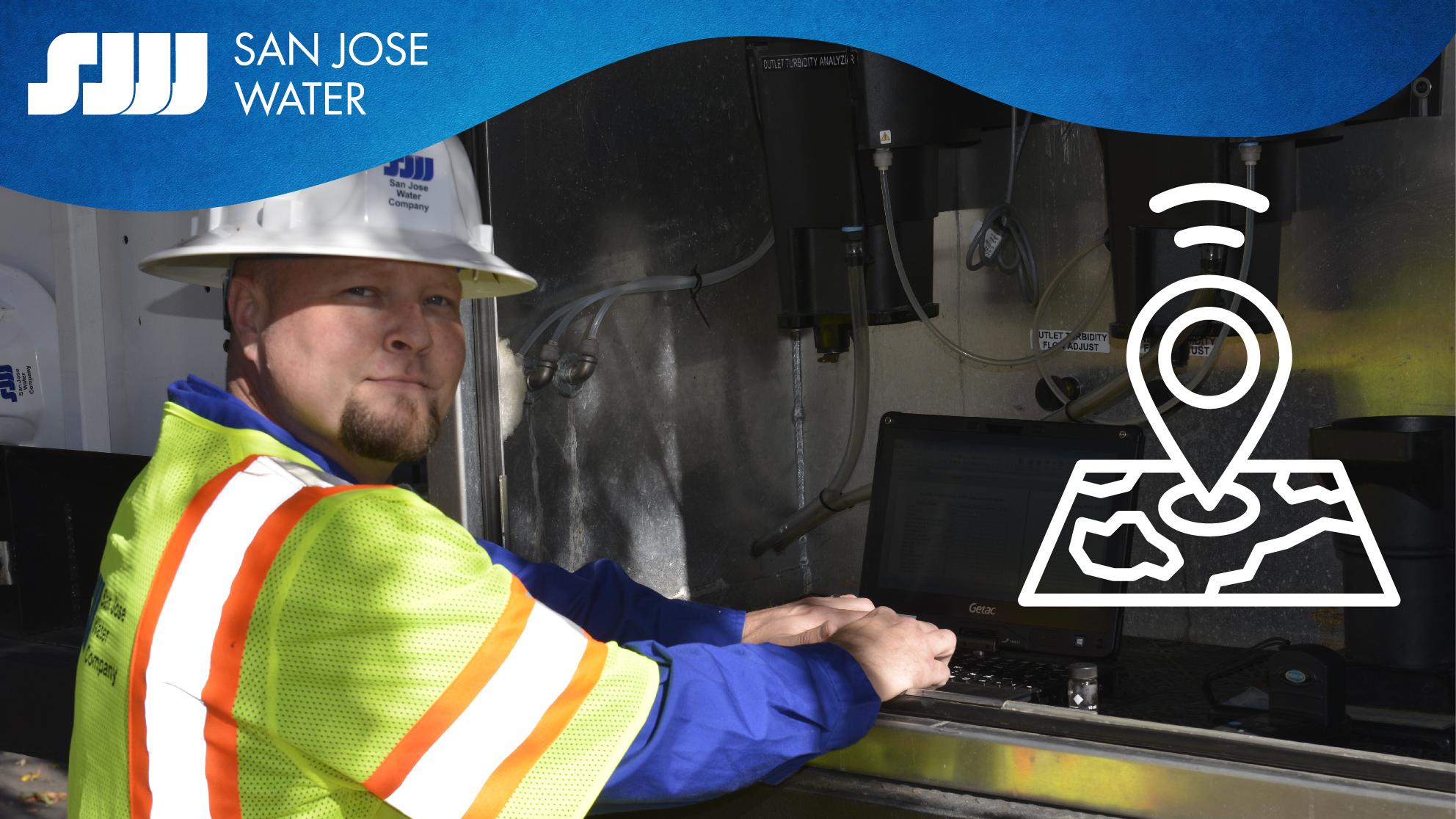 San Jose Water field employee with gps icon