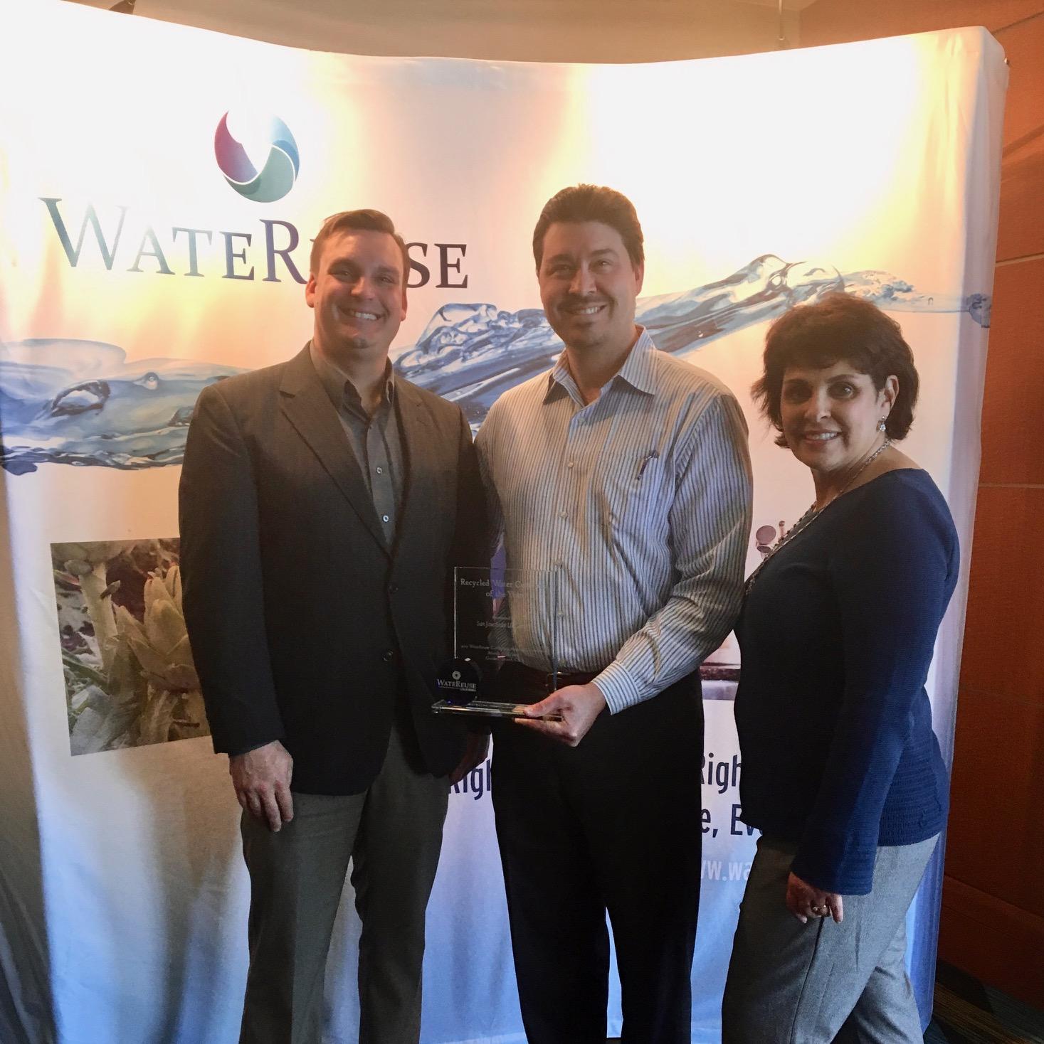 Kurt Elvert, SJW’s Manager of Field Service, Meter Reading, and Conservation; Adam Salvadalena, Associate Director of Sustainability & Facilities; Sharon Whaley, SJW Communciations Manager