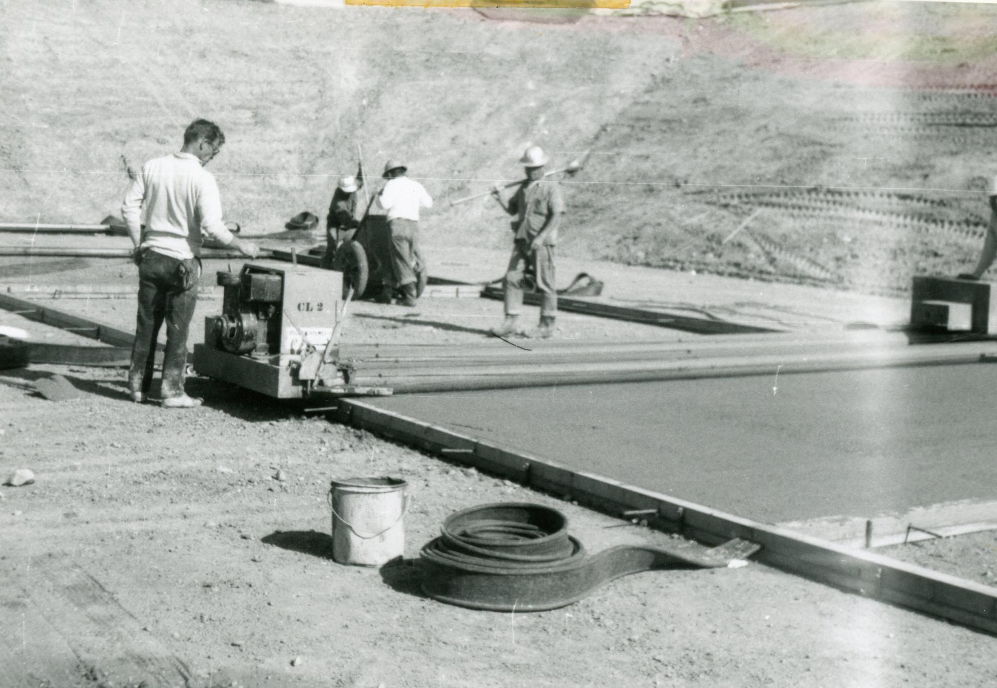 Columbine page 8101.jpg Columbine Historical Image 1 - black and white photo of workers laying cement
