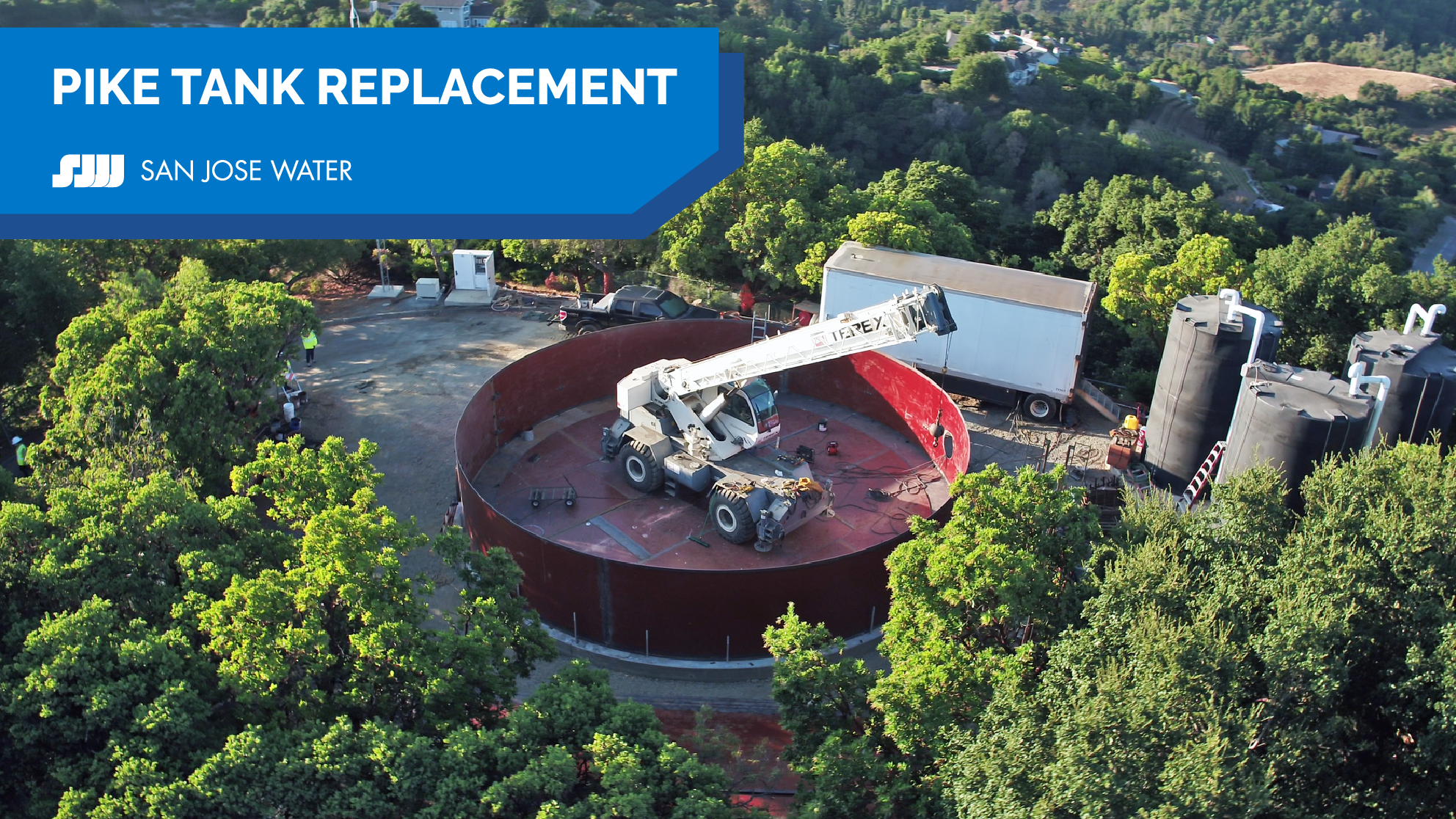 Aerial view of Pike tank replacement