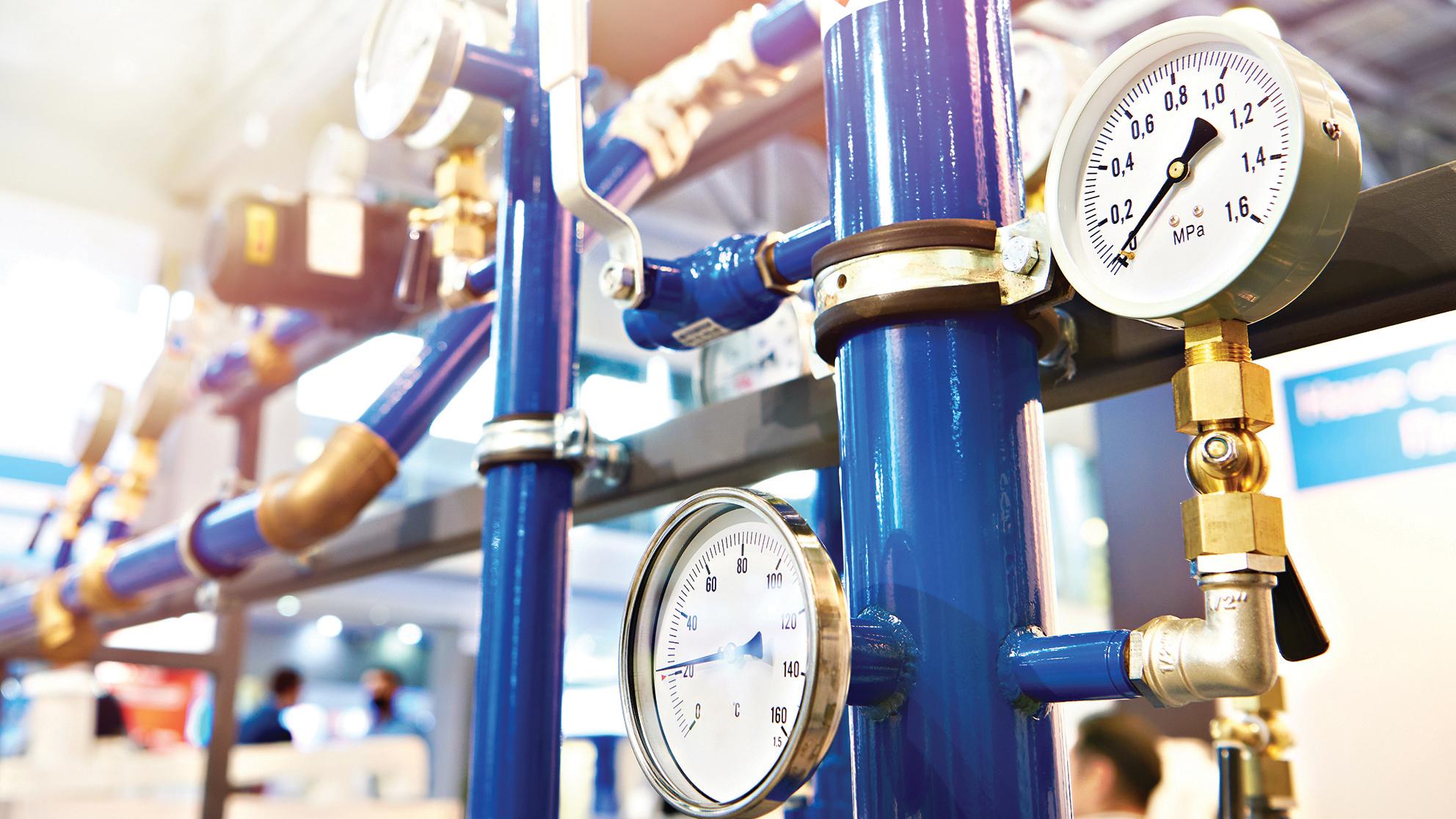 Water pressure meters. 