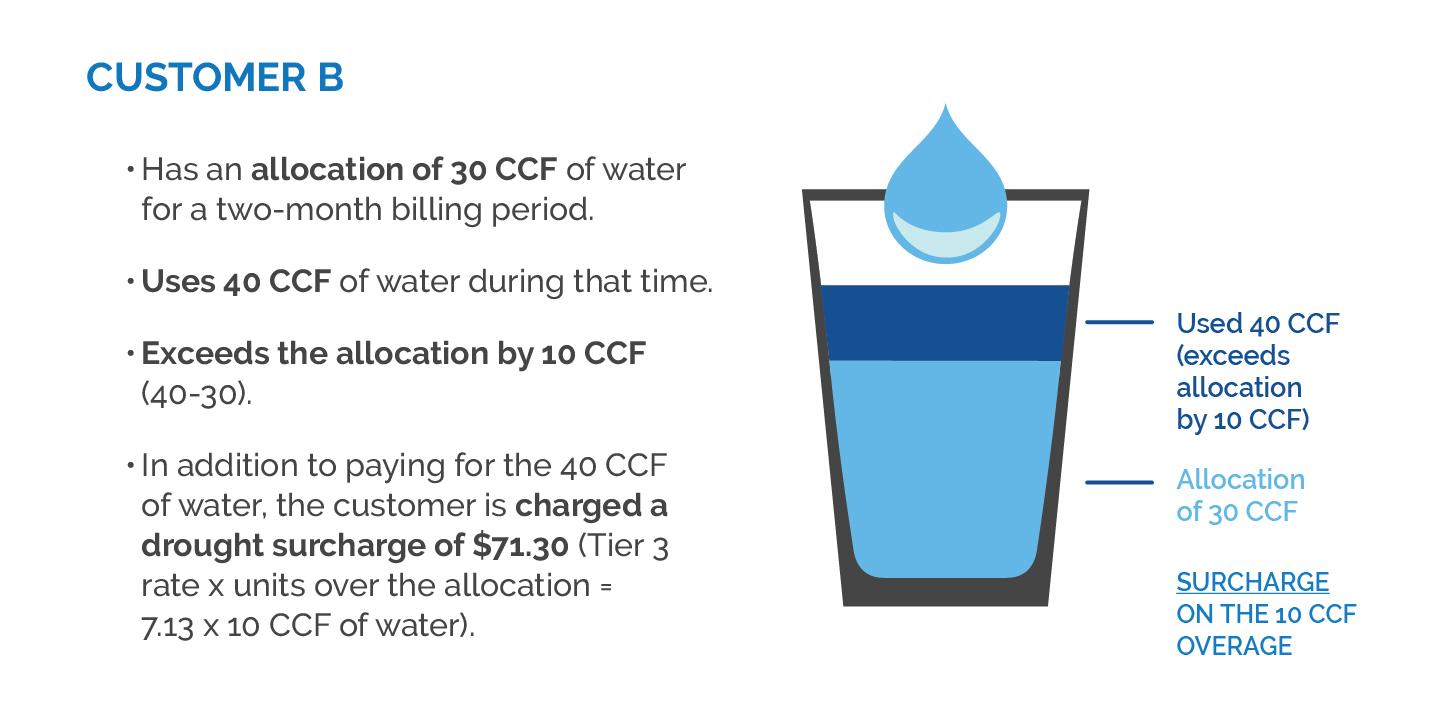Graphic showing example of bill for customer exceeding allocation