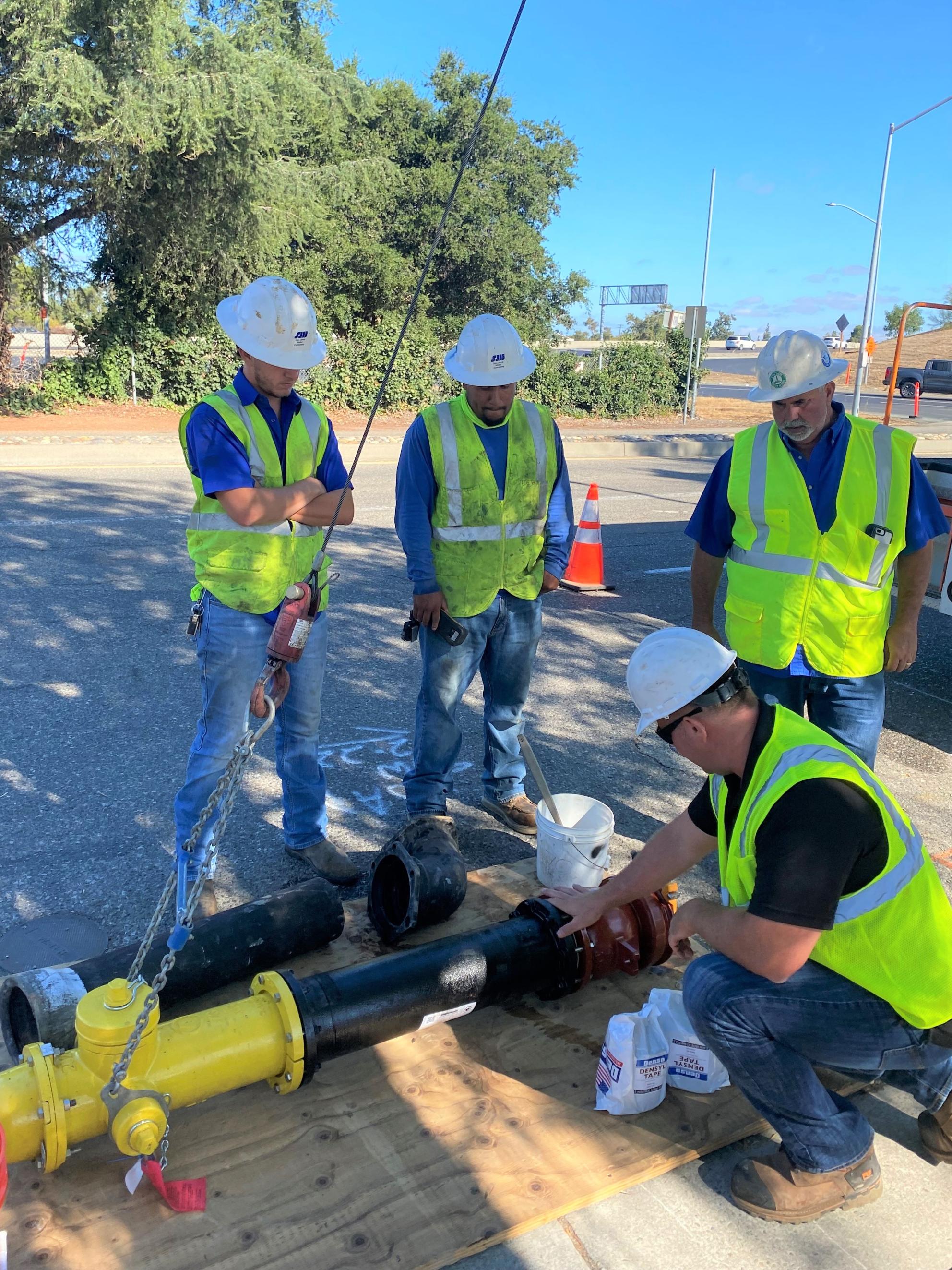 4 SJW workers with hydrant