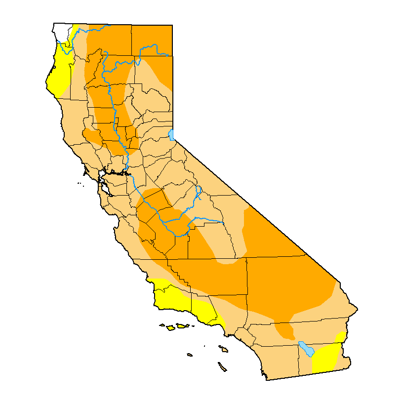 Graphic of California's current drought levels as of Jan 19, 2023