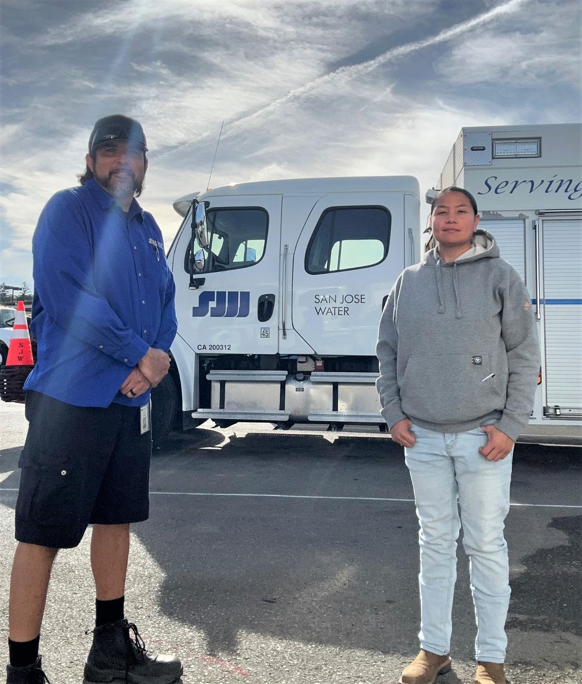 Fabian and Lucy in front of SJW truck