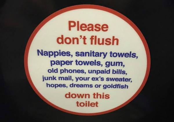 Please don't flush the following Sign